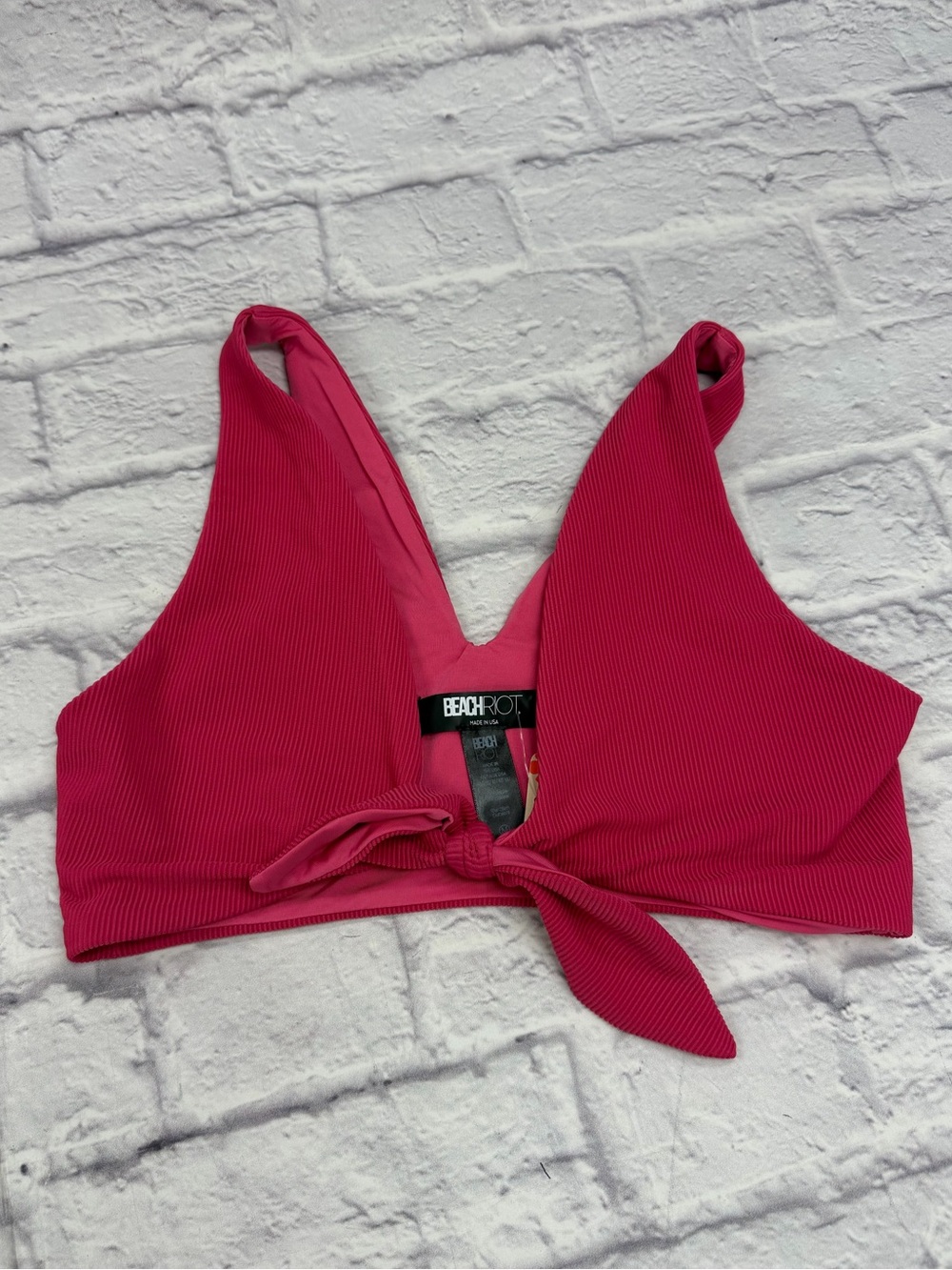 Beach Riot Ribbed Emma Bikini Top in Rasberry NWT's Sz M Pool Vacation Swim - Picture 3 of 17